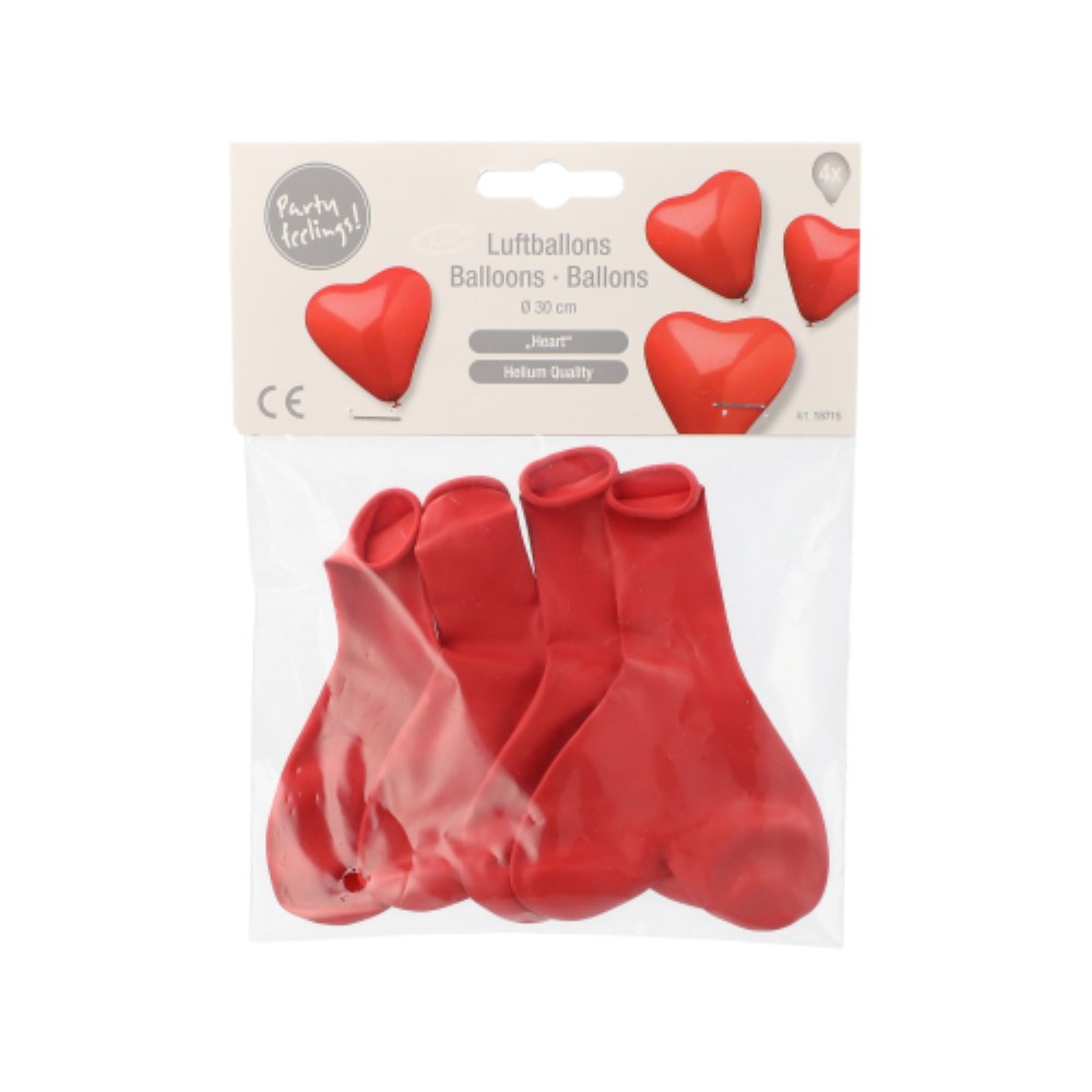 4 Luftballons Ø 30 cm rot "Heart" large
