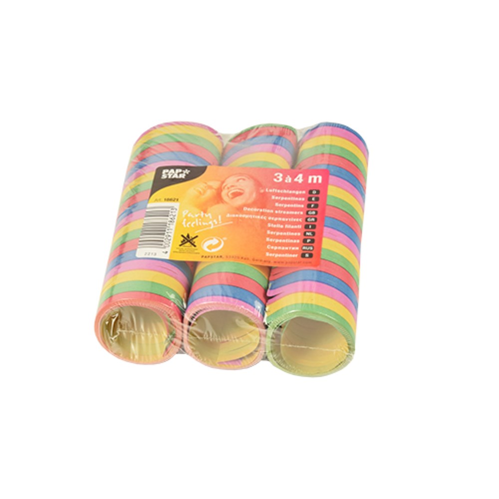 3 Luftschlangen 4 m "Stripes" flammhemmend