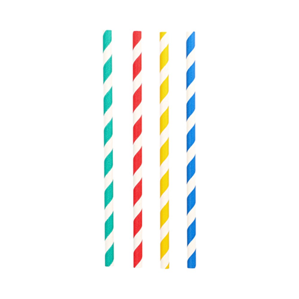 100 Shake-Halme, Papier Ø 8 mm · 21 cm farbig sortiert "Stripes"