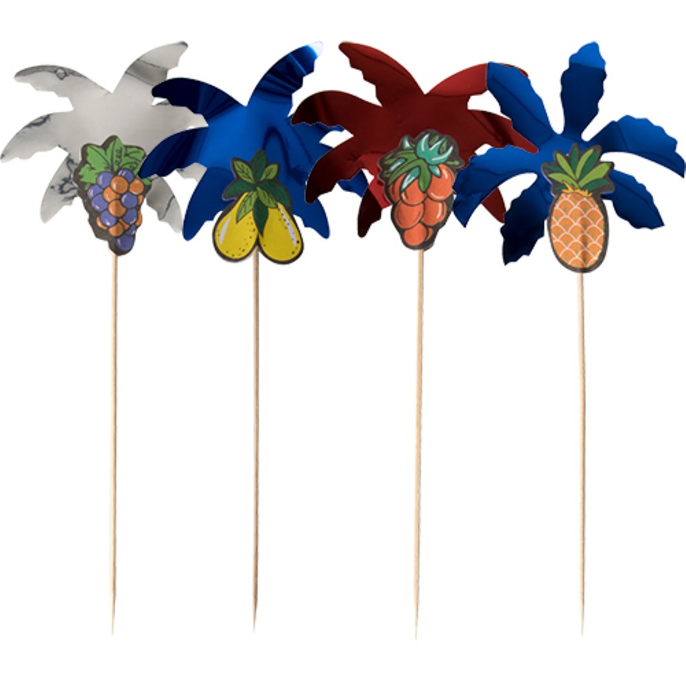 50 Deko-Picker 19,5 cm farbig sortiert "Palmblätter"