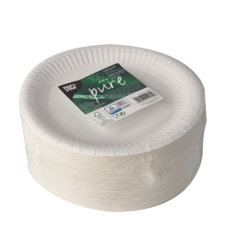 100 Teller, Pappe "pure" rund Ø 20 cm weiss