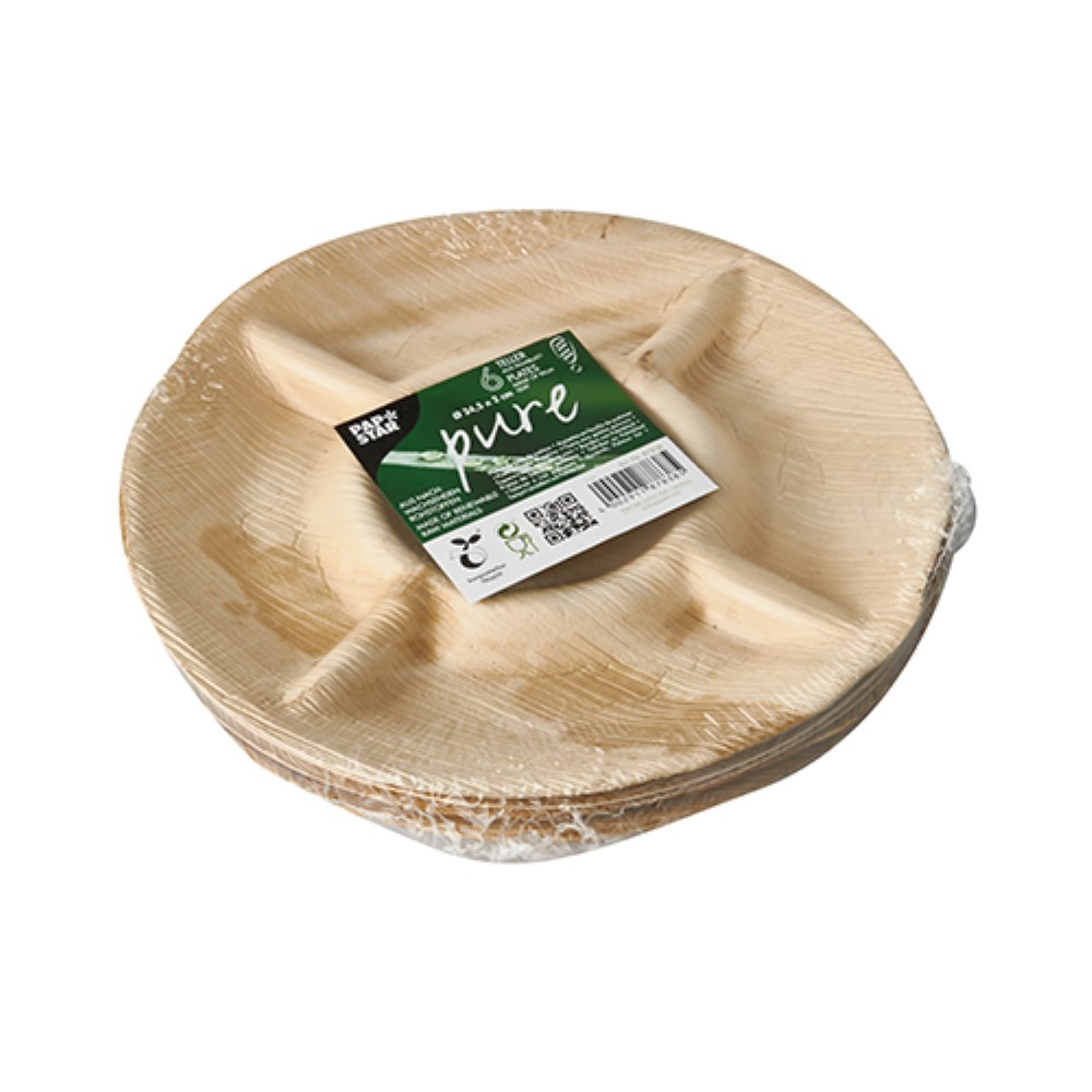 6 Teller, Palmblatt "pure" 5-geteilt Ø 24,5 cm · 2 cm