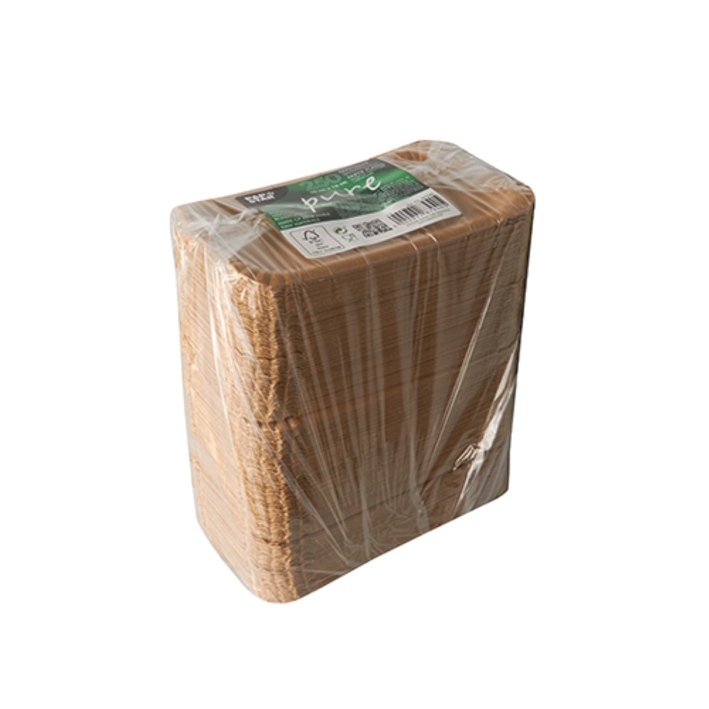 250 Teller, Pappe "pure" eckig 10 cm x 16 cm braun