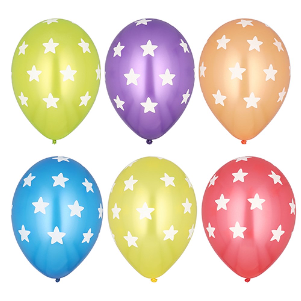 6 Luftballons Ø 29 cm farbig sortiert "Stars"