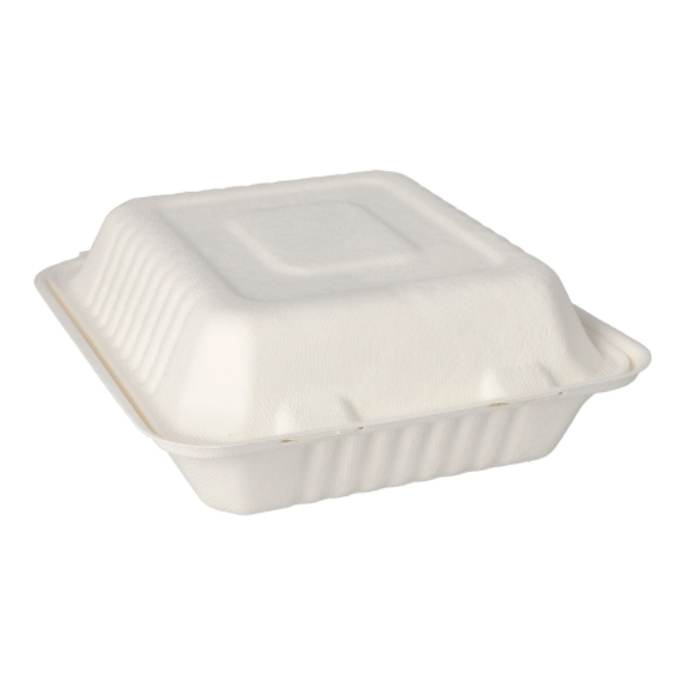 50 Menüboxen, Zuckerrohr "pure" 3-geteilt 7,7 cm x 20 cm x 22 cm weiss