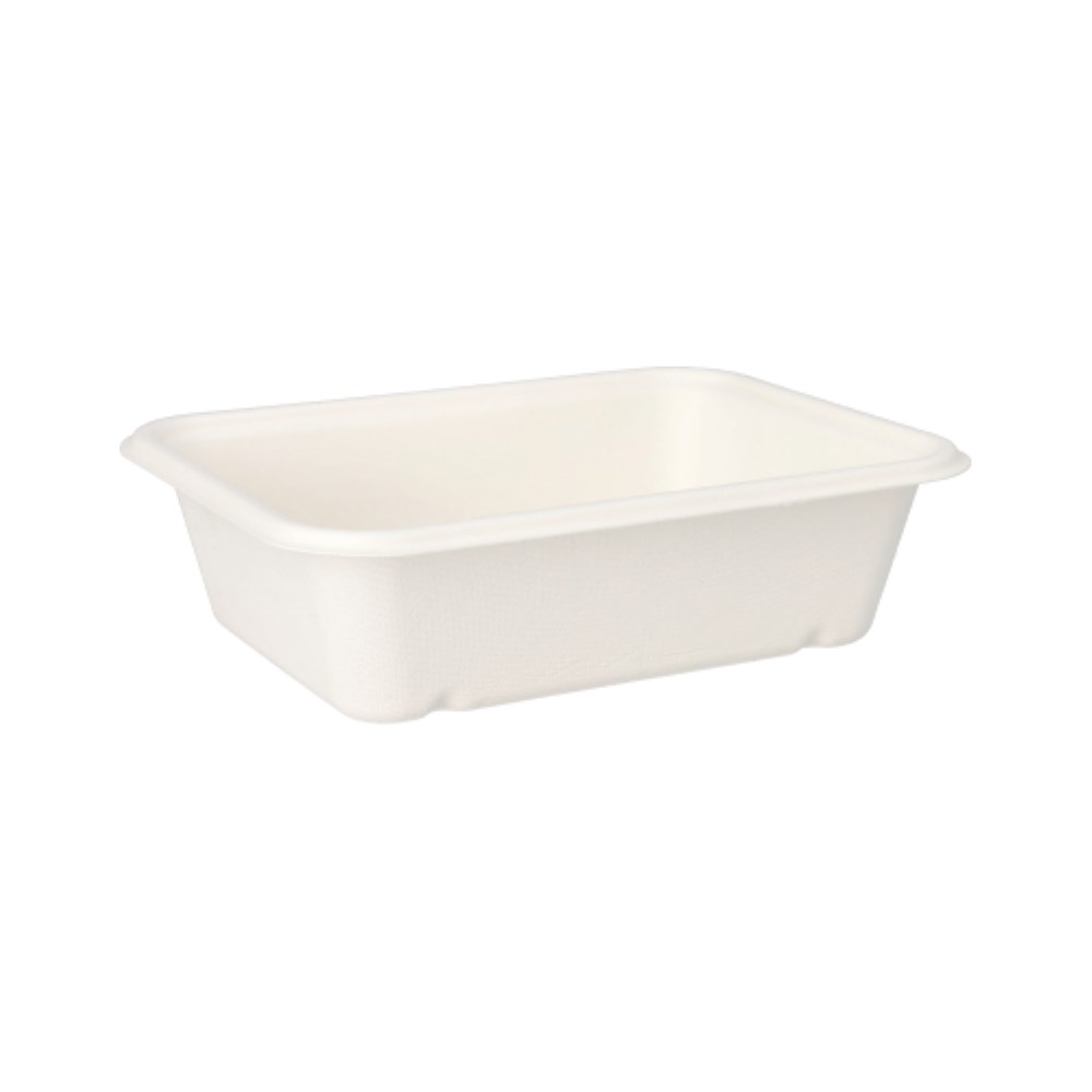 50 Schalen, Zuckerrohr "pure" ungeteilt 5,6 cm x 15,3 cm x 20,3 cm weiss