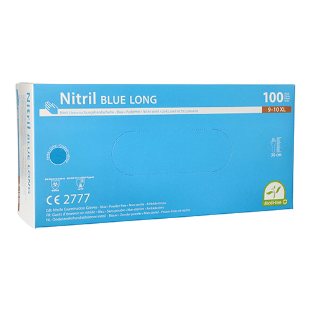 100 "Medi-Inn" Handschuhe Nitril puderfrei "Long" blau Größe: XL