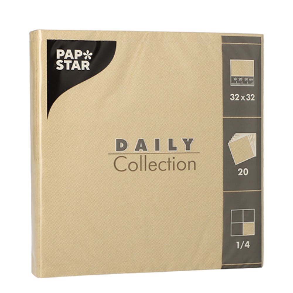 20 Servietten "DAILY Collection" 1/4-Falz 32 cm x 32 cm sand
