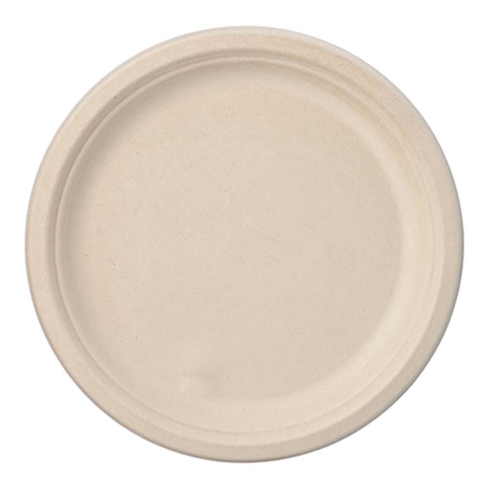 50 Teller, Zuckerrohr "pure" ungeteilt Ø 26 cm · 2 cm natur