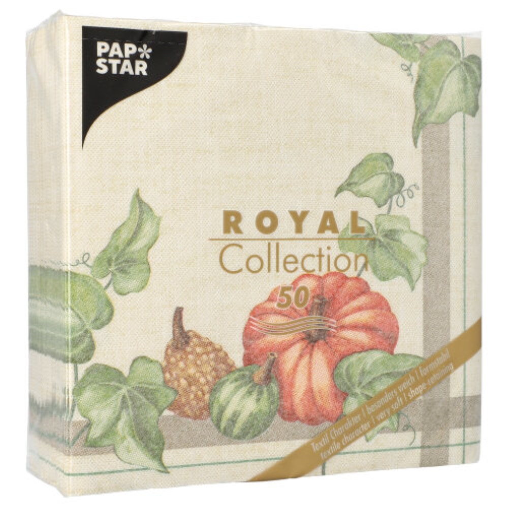 50 Servietten "ROYAL Collection" 1/4-Falz 40 cm x 40 cm "Pumpkin"