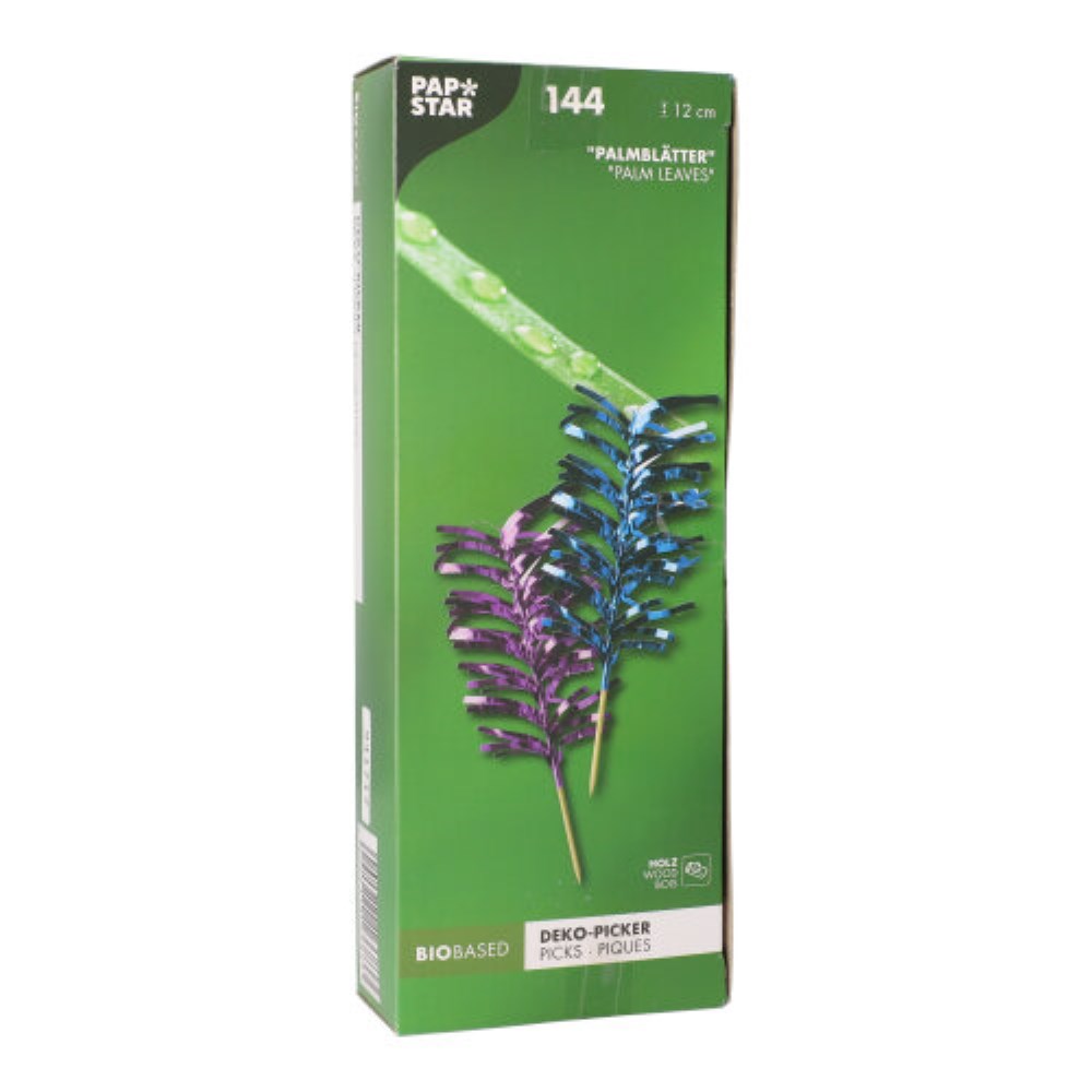 144 Deko-Picker 12 cm farbig sortiert "Palmblätter"