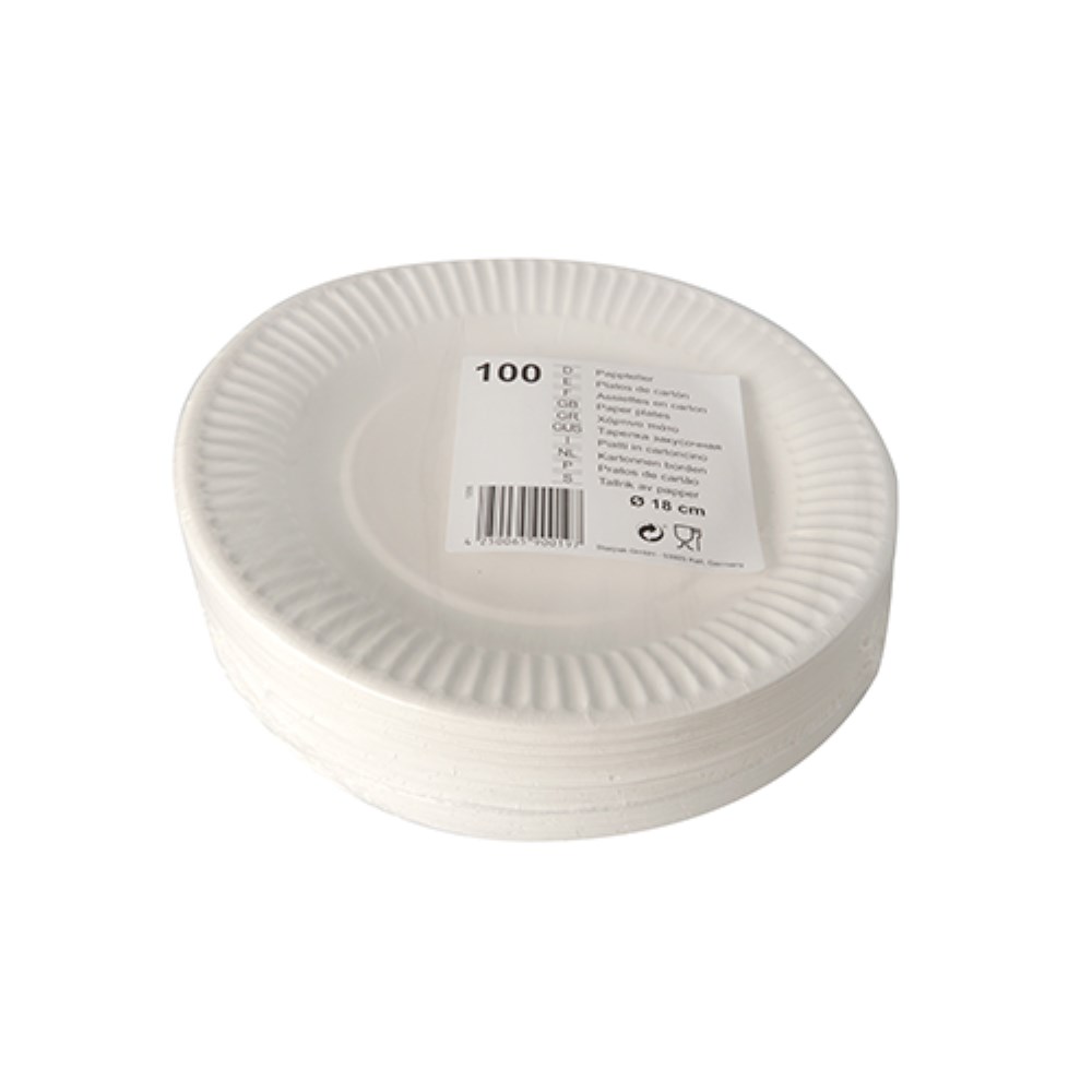 100 Teller, Pappe rund Ø 18 cm weiss