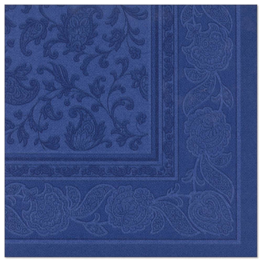 20 Servietten "ROYAL Collection" 1/4-Falz 40 cm x 40 cm dunkelblau "Ornaments"