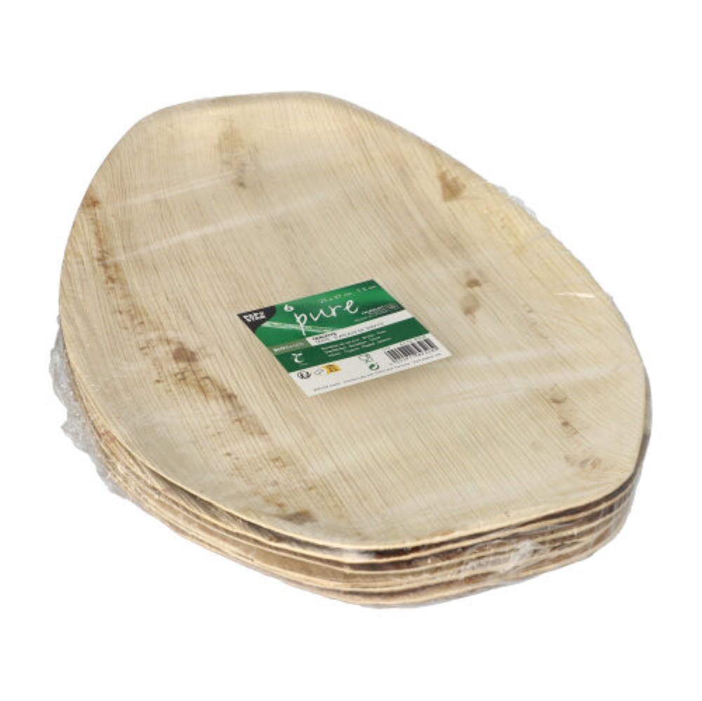 6 Tabletts, Palmblatt "pure" oval 3 cm x 37 cm x 25 cm natur