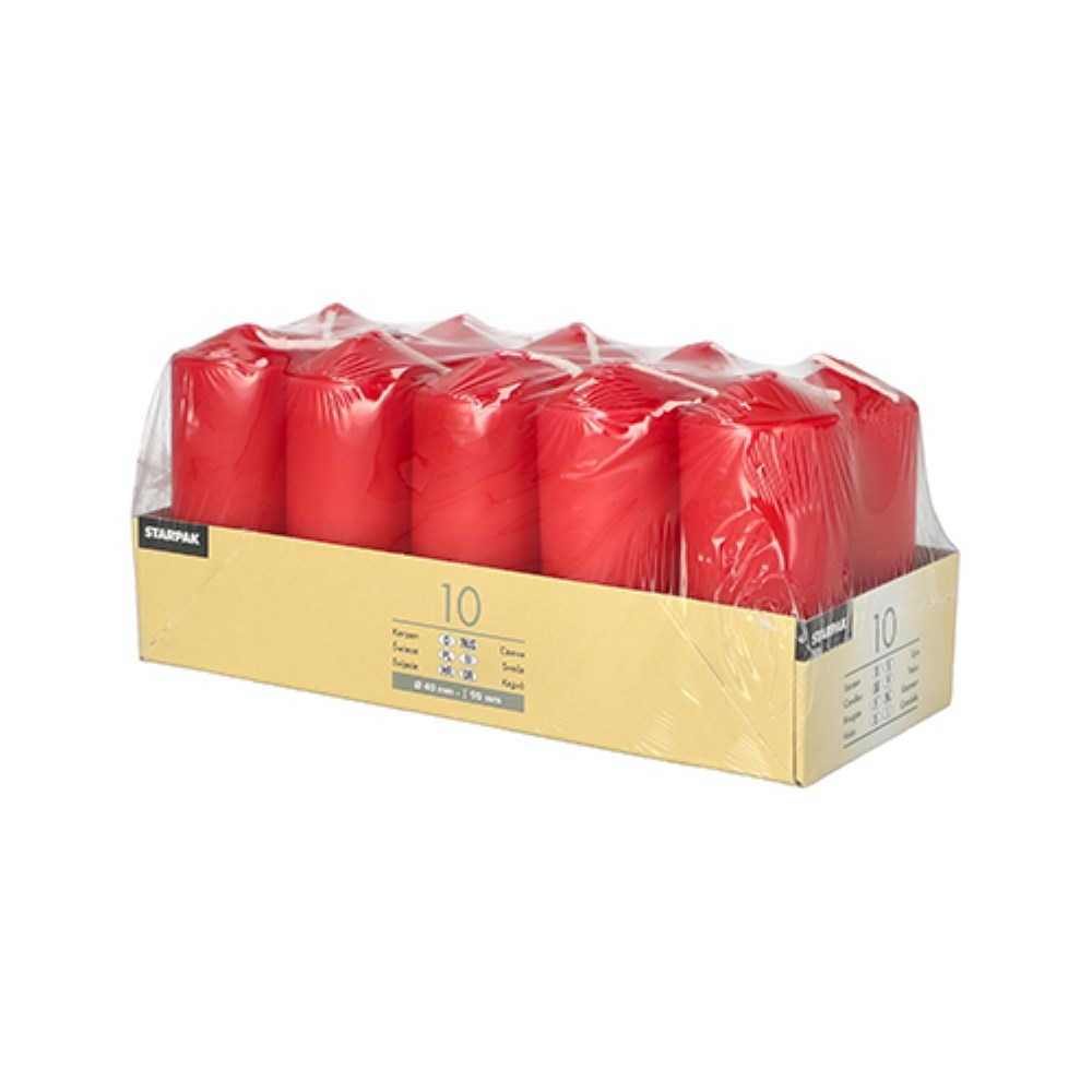 10 Stumpenkerzen Ø 40 mm · 90 mm rot