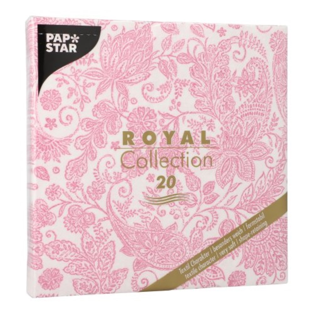 20 Servietten "ROYAL Collection" 1/4-Falz 40 cm x 40 cm fuchsia "Paisley"
