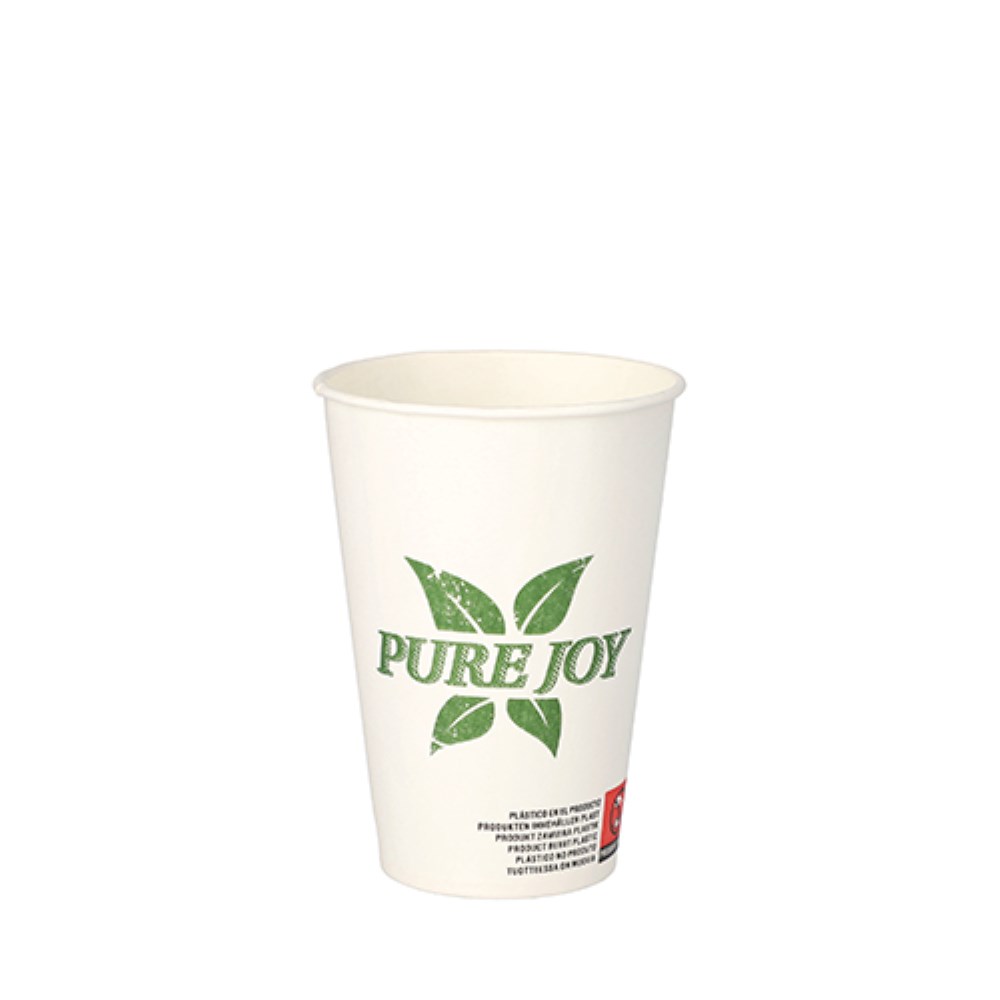 50 Trinkbecher, Pappe 0,2 l Ø 7,3 cm · 9,9 cm weiss "Pure Joy"