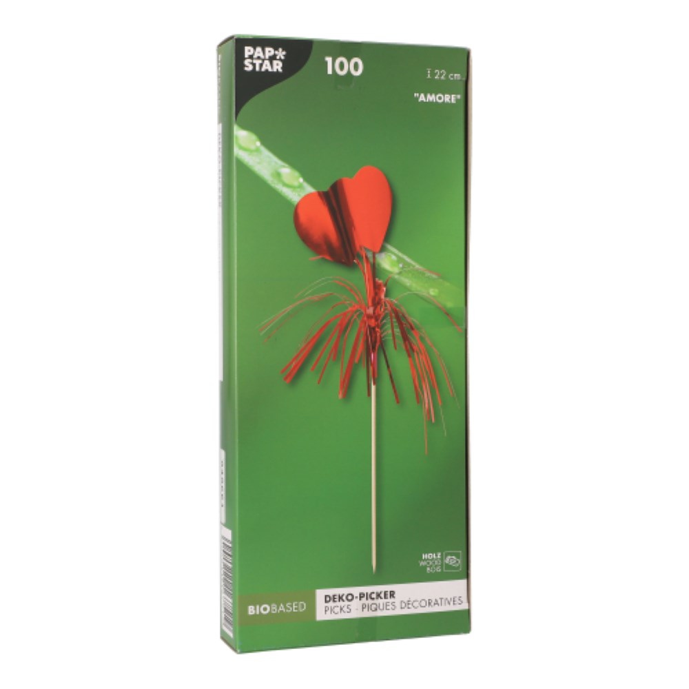 100 Deko-Picker 22 cm rot "Amore"