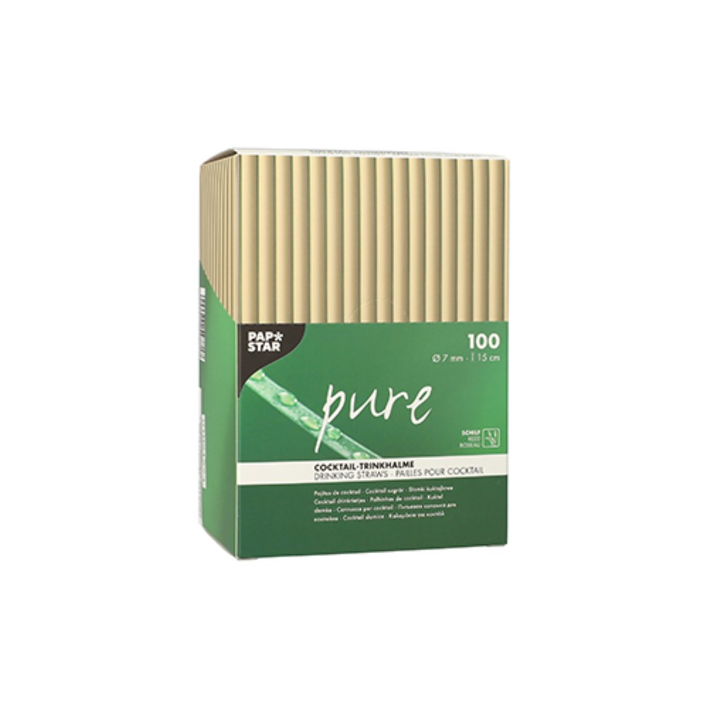 100 Cocktail Trinkhalme Schilf "pure" Ø 7 mm · 15 cm