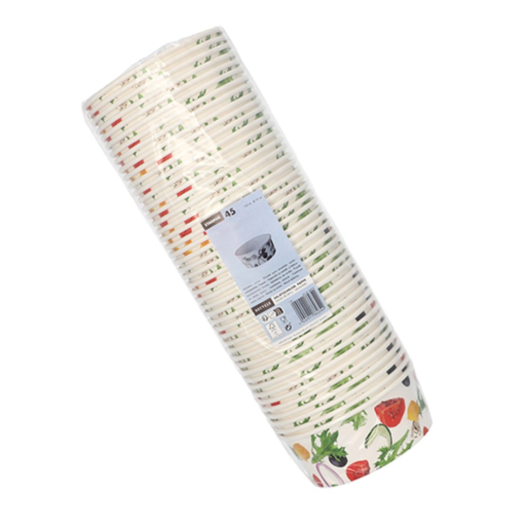 45 Salatschalen, Pappe "To Go" 750 ml Ø 15 cm · 6 cm "Salad"