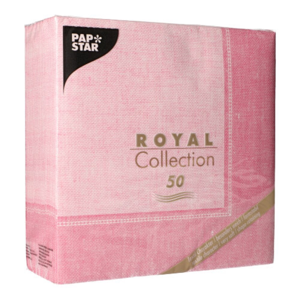 50 Servietten "ROYAL Collection" 1/4-Falz 40 cm x 40 cm rosa "Linum"