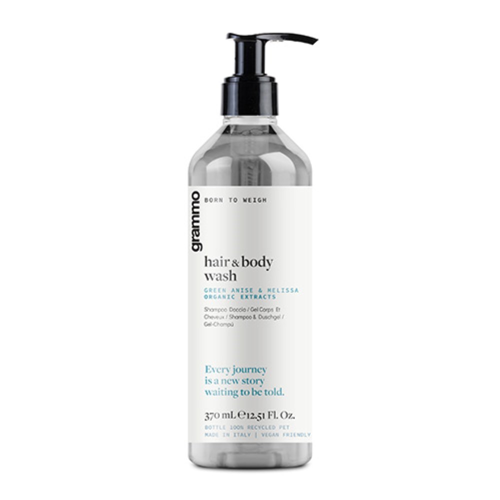Haut- & Haarshampoo 370 ml "grammo" mit Extrakten von grünen Anis und Melisse im Pumpspender