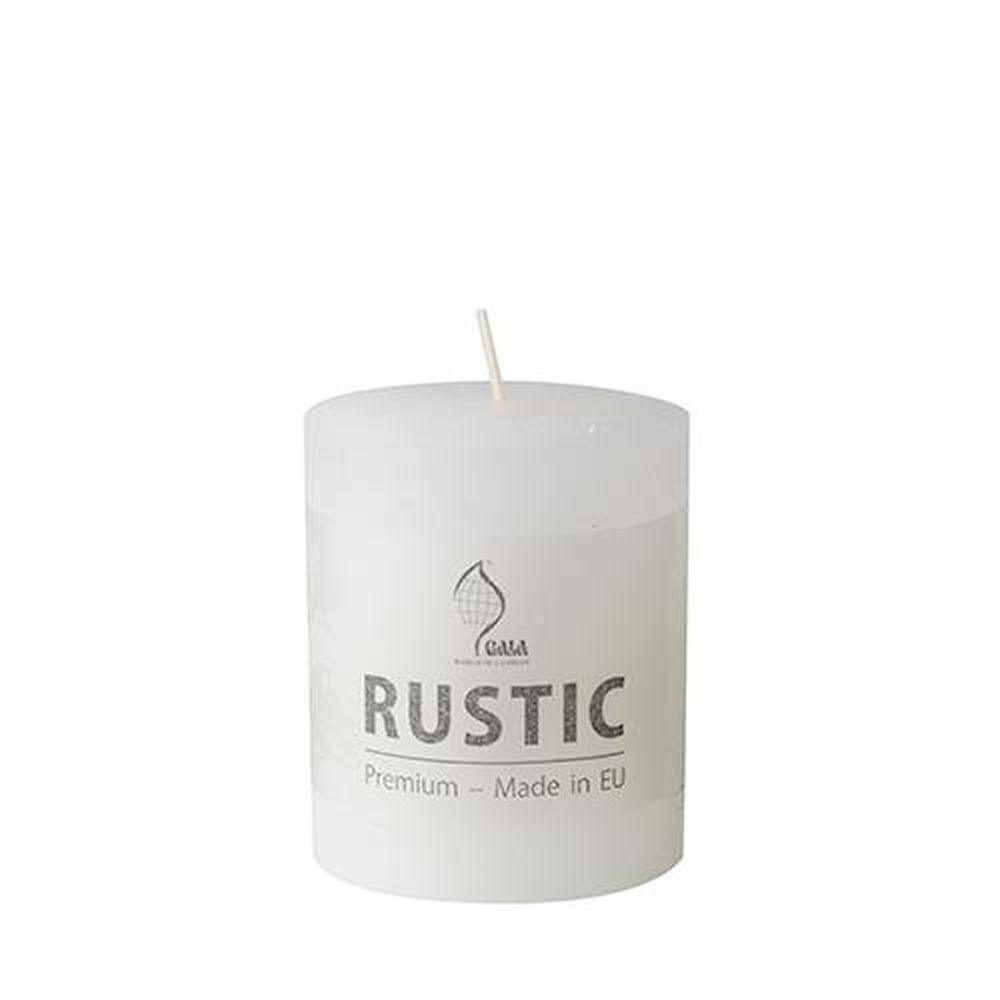 Zylinderkerze Ø 68 mm · 80 mm weiss "Rustic" durchgefärbt