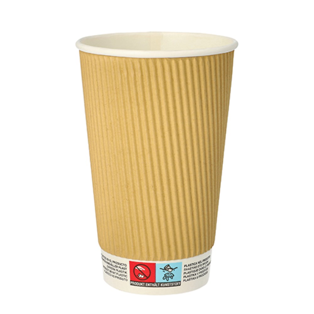 25 Trinkbecher, Pappe 0,4 l Ø 9 cm · 13,7 cm natur Ripple Wall