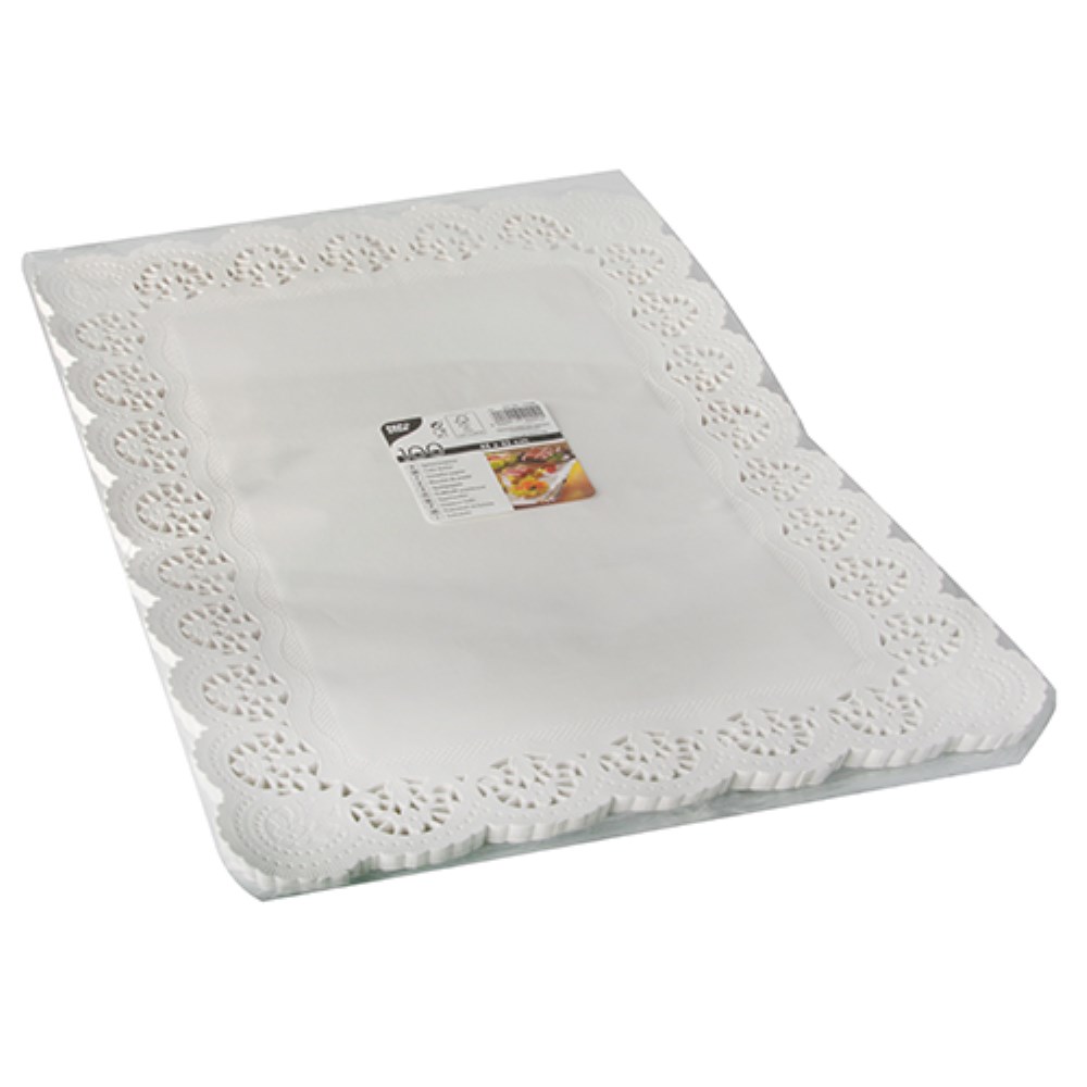 100 Spitzenpapiere eckig 45 cm x 32 cm weiss