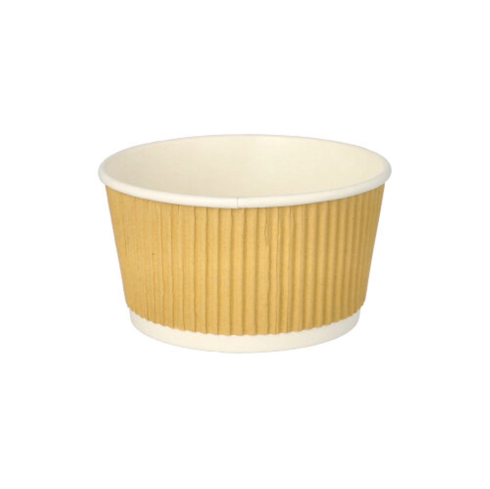 25 Suppenbecher, Pappe 380 ml Ø 11 cm · 5,8 cm braun/weiss Ripple Wall