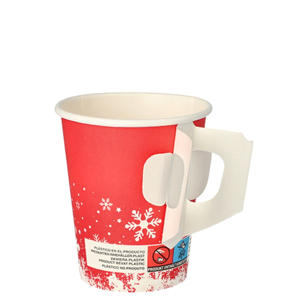50 Trinkbecher mit Henkel, Pappe 0,2 l Ø 8 cm · 9,3 cm "Winter Time"