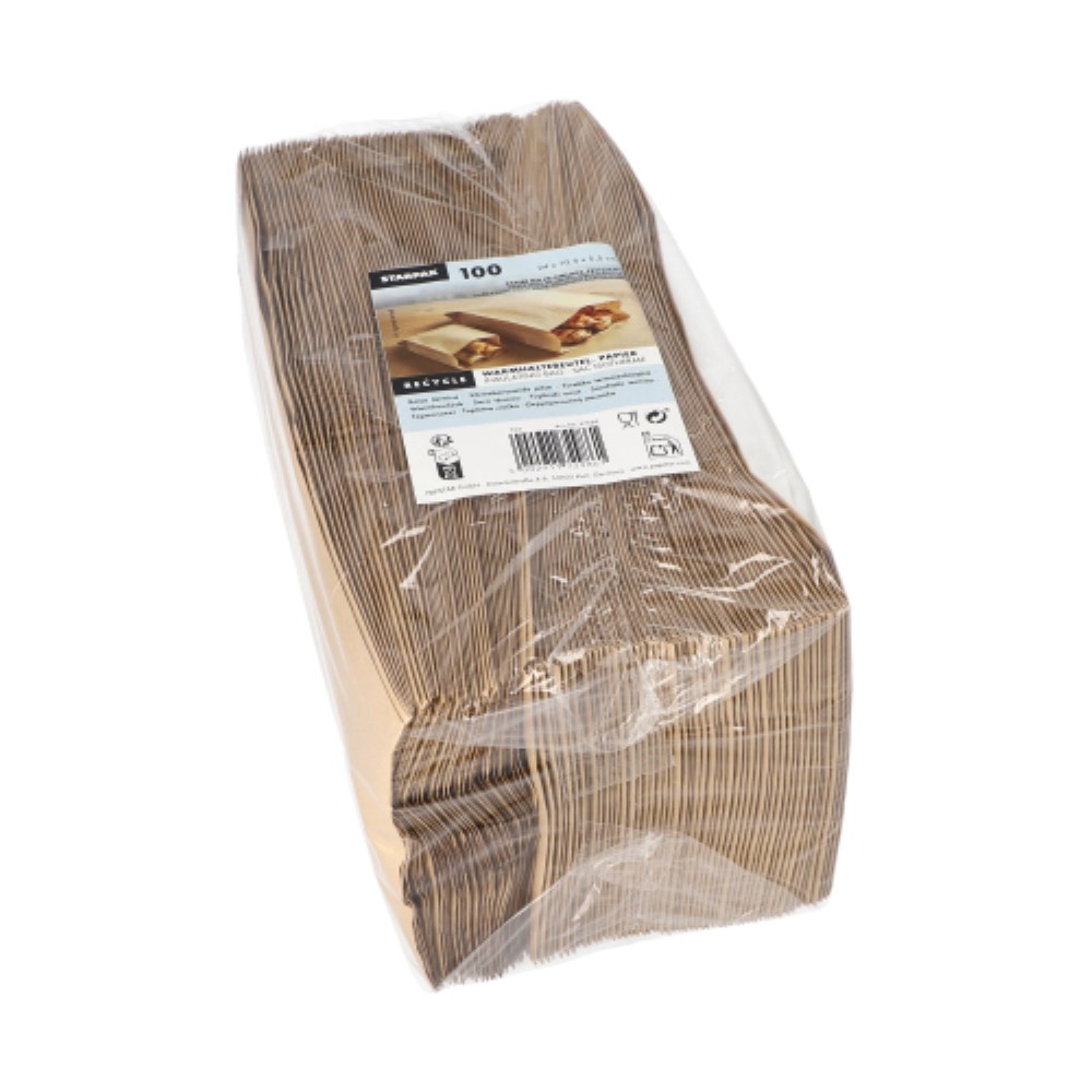100 Warmhaltebeutel, Papier mit PE-Einlage 24 cm x 10,5 cm x 5,5 cm braun
