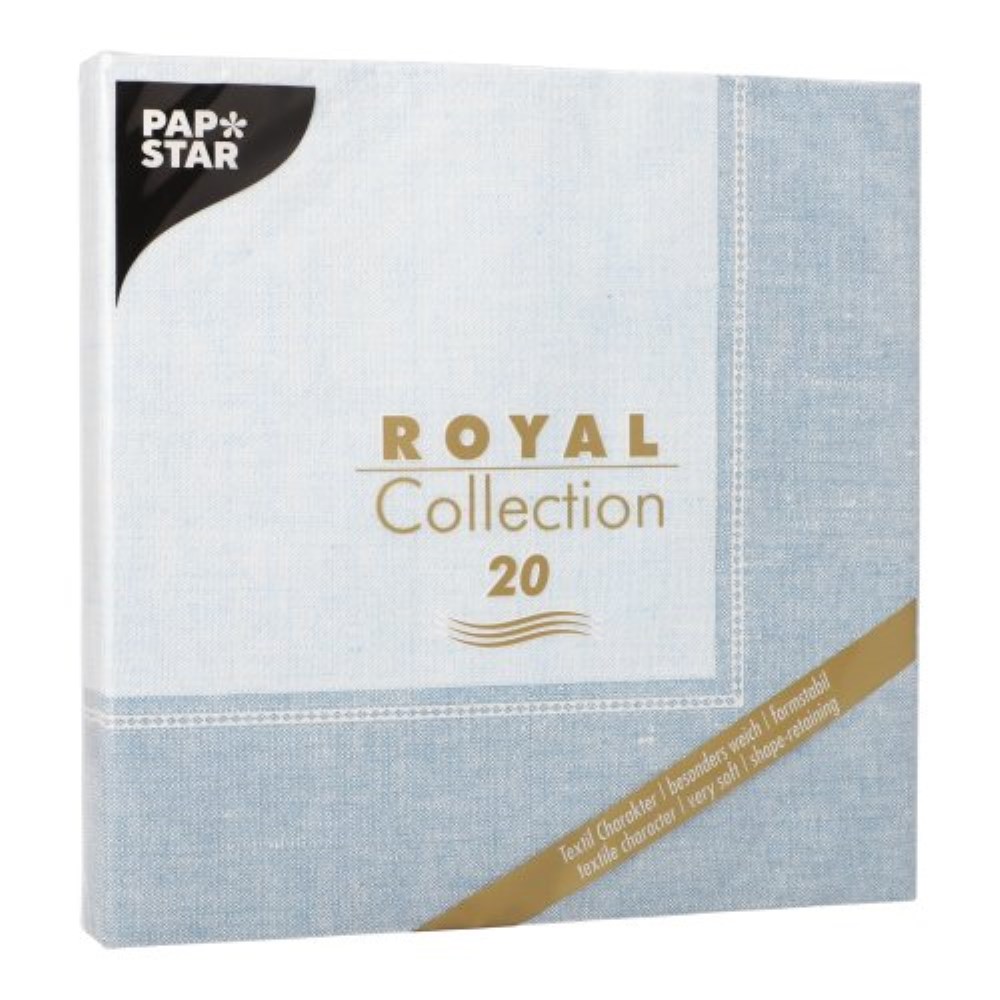 20 Servietten "ROYAL Collection" 1/4-Falz 40 cm x 40 cm arktikblau "Linum"