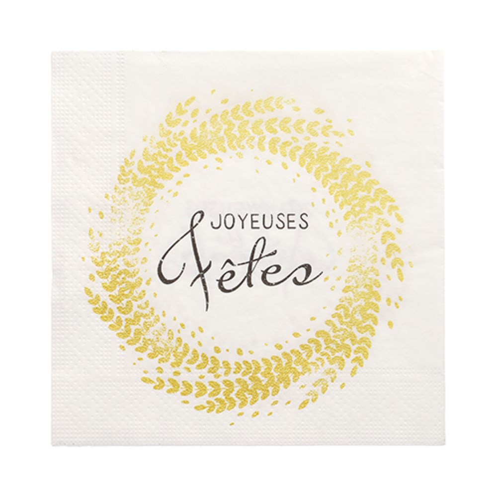 20 Servietten, 3-lagig 1/4-Falz 33 cm x 33 cm "Spirale de Fete"