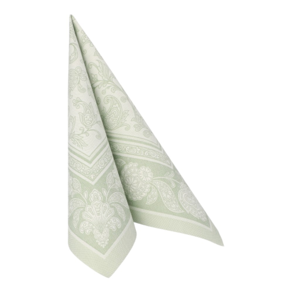 20 Servietten "ROYAL Collection" 1/4-Falz 40 cm x 40 cm jadegrün "Ornaments"