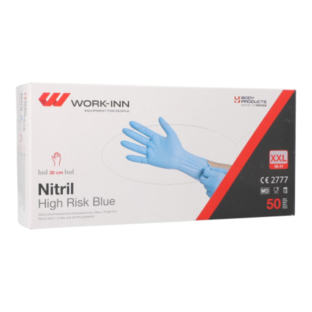 50 "WORK-INN" Handschuhe Nitril puderfrei "High Risk" blau Größe XXL