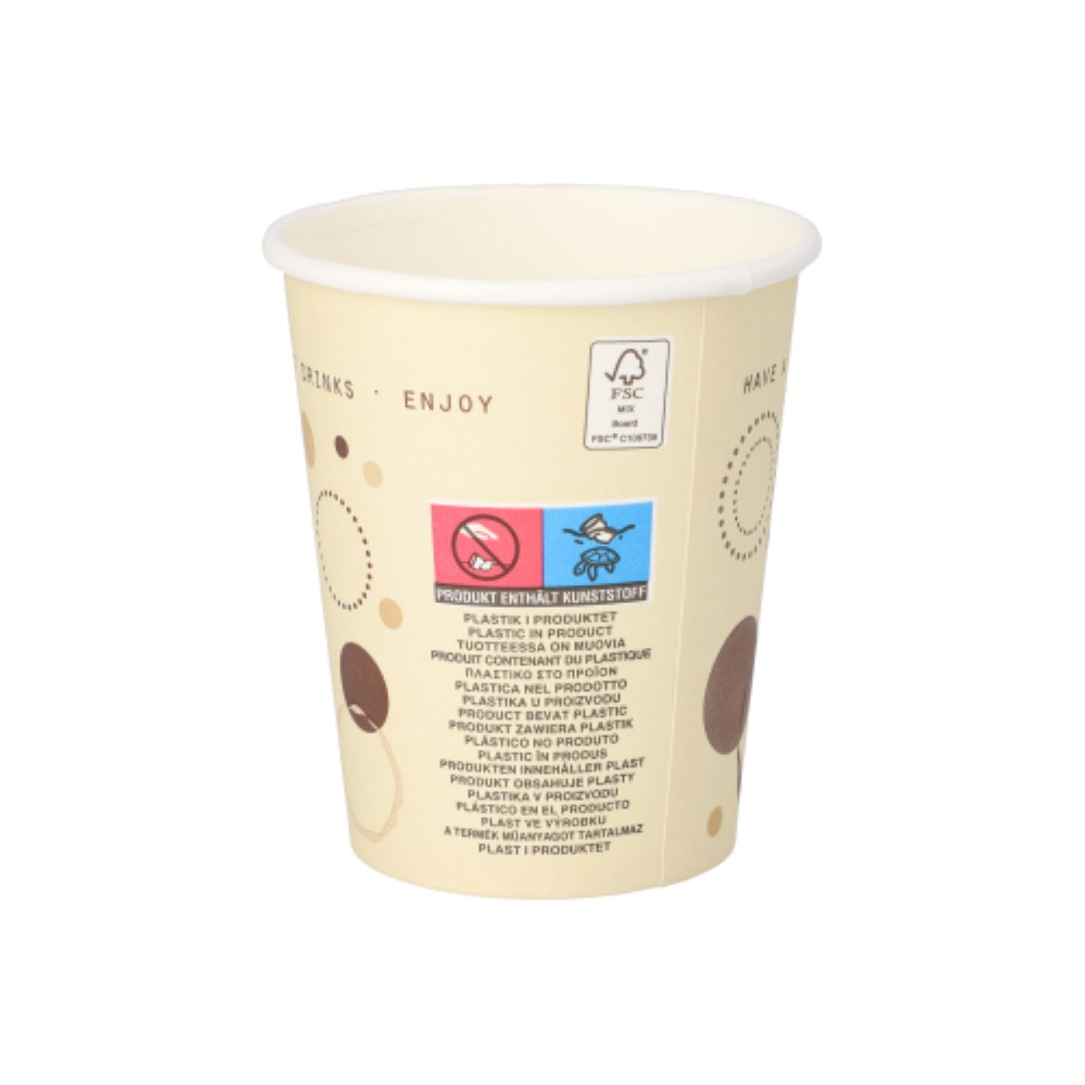 50 Trinkbecher, Pappe "To Go" 0,2 l Ø 8 cm · 9,2 cm "Coffee Rings"