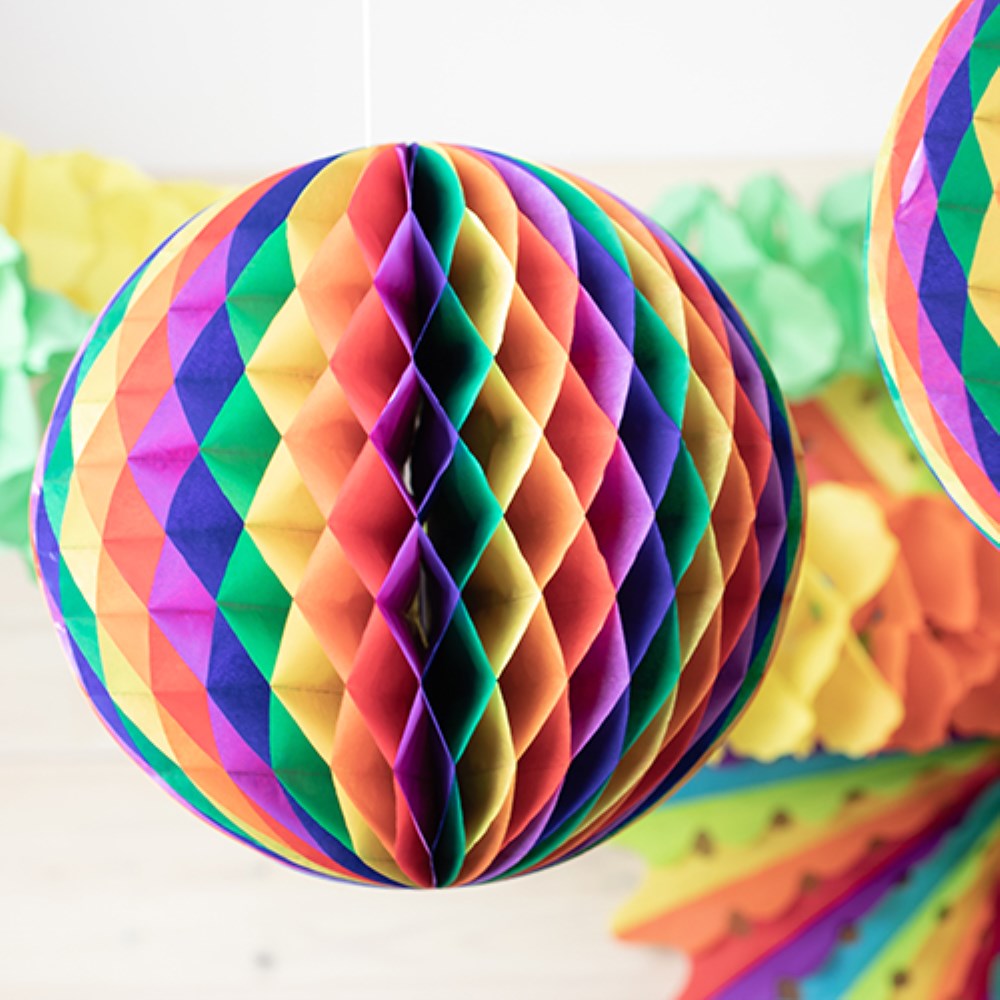 Wabenball Ø 30 cm "Rainbow" schwer entflammbar