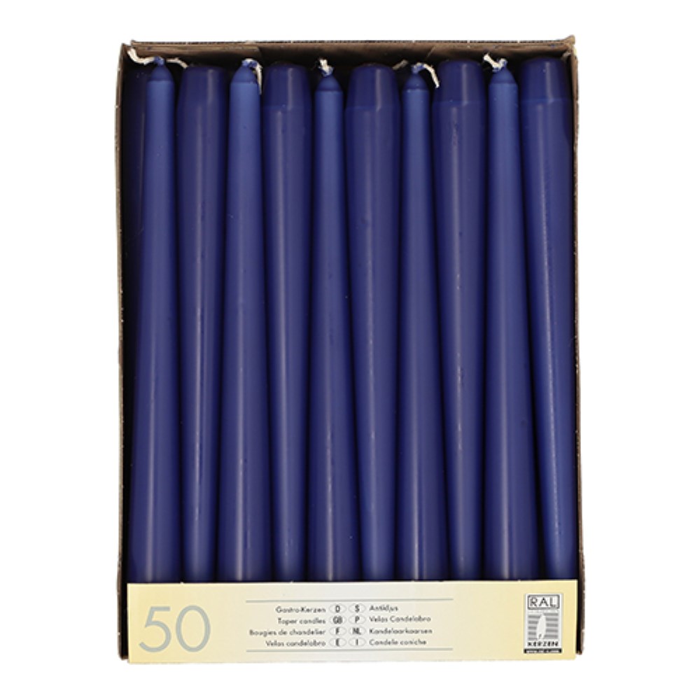 50 Leuchterkerzen Ø 2,2 cm · 25 cm dunkelblau