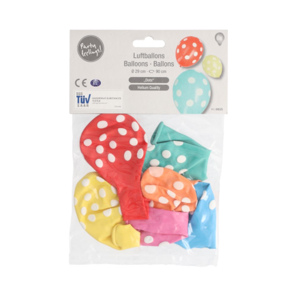 6 Luftballons Ø 29 cm farbig sortiert "Dots"