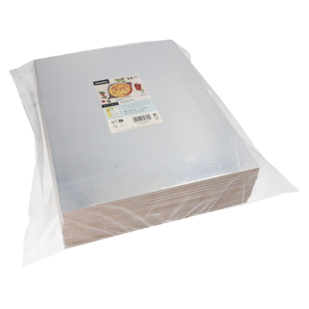 25 Tortenplatten eckig 0,3 cm x 30 cm x 40 cm gold/silber