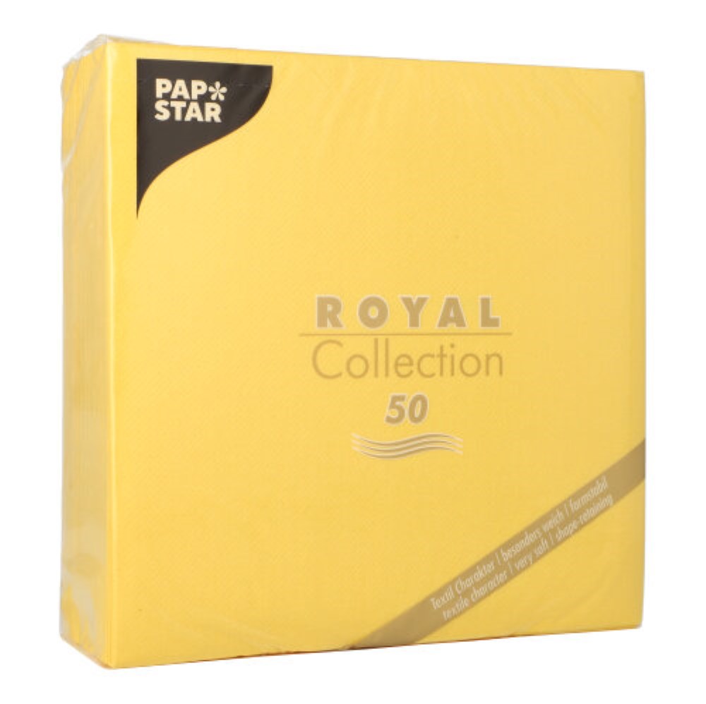 50 Servietten "ROYAL Collection" 1/4-Falz 40 cm x 40 cm gelb