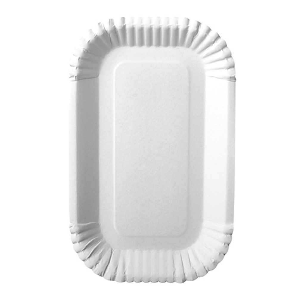 100 Schalen, Pappe "pure" eckig 15 cm x 23 cm x 2 cm weiss