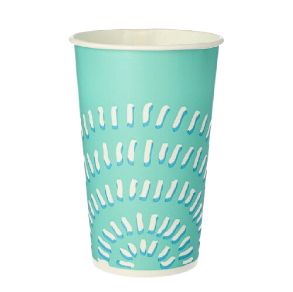 50 Trinkbecher für Kaltgetränke, Pappe 0,4 l Ø 8,97 cm · 13,5 cm türkis "Rays"