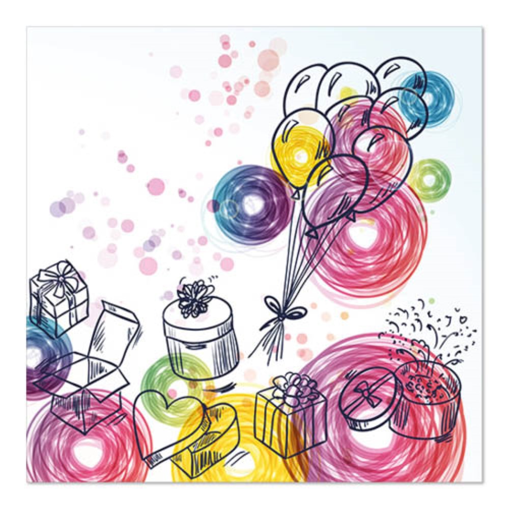 20 Servietten, 3-lagig 1/4-Falz 33 cm x 33 cm "Birthday Gifts"