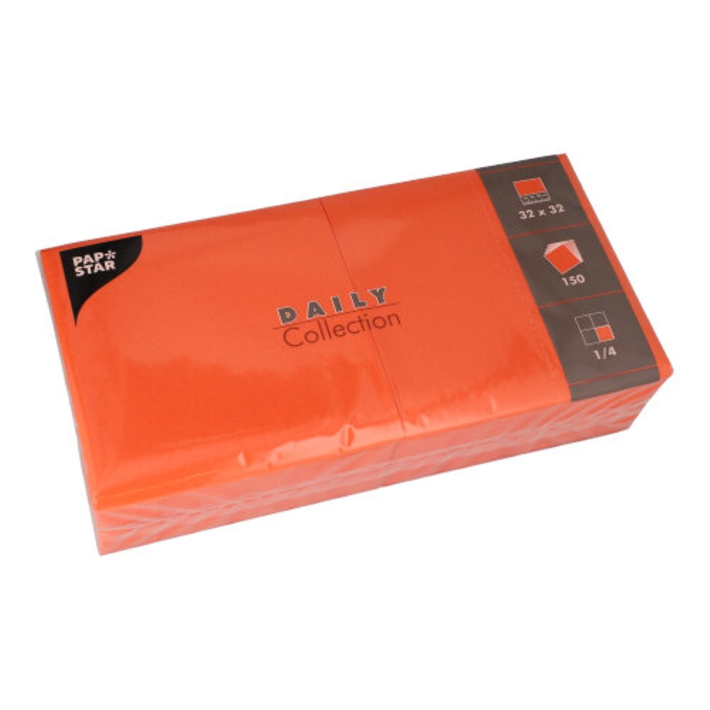 150 Servietten "DAILY Collection" 1/4-Falz 32 cm x 32 cm nektarine