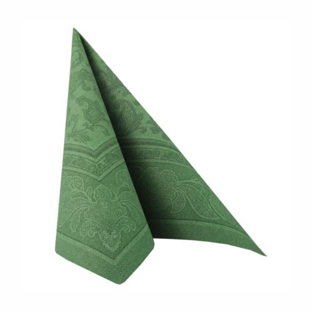20 Servietten "ROYAL Collection" 1/4-Falz 40 cm x 40 cm dunkelgrün "Ornaments"