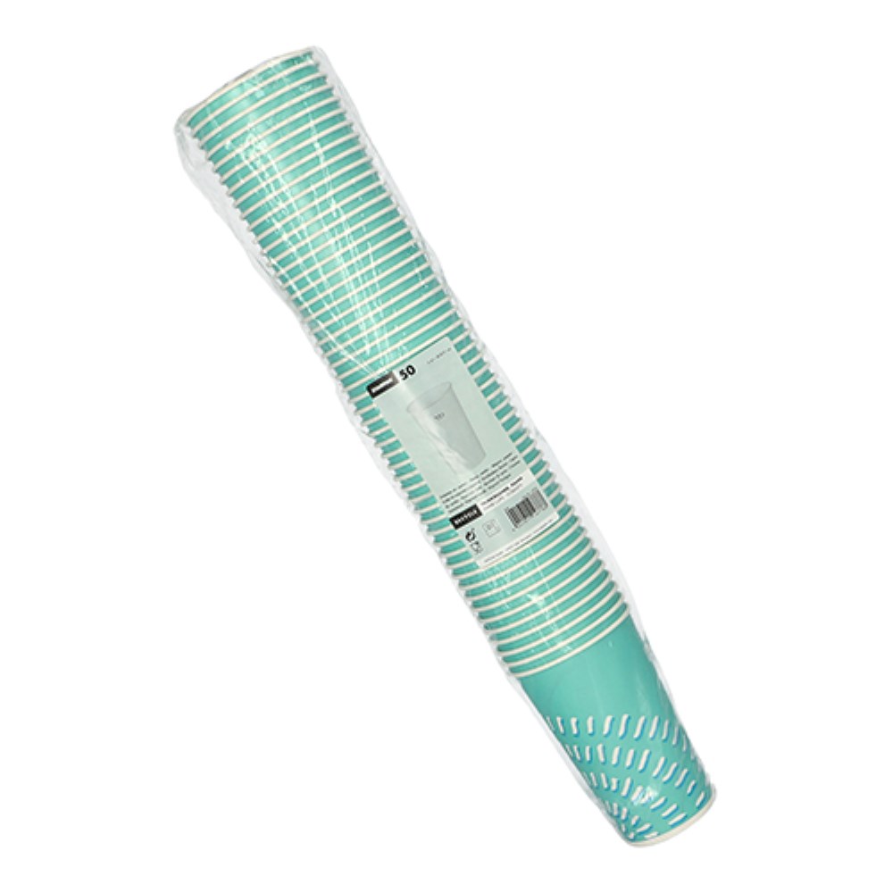 50 Trinkbecher für Kaltgetränke, Pappe 0,4 l Ø 8,97 cm · 13,5 cm türkis "Rays"