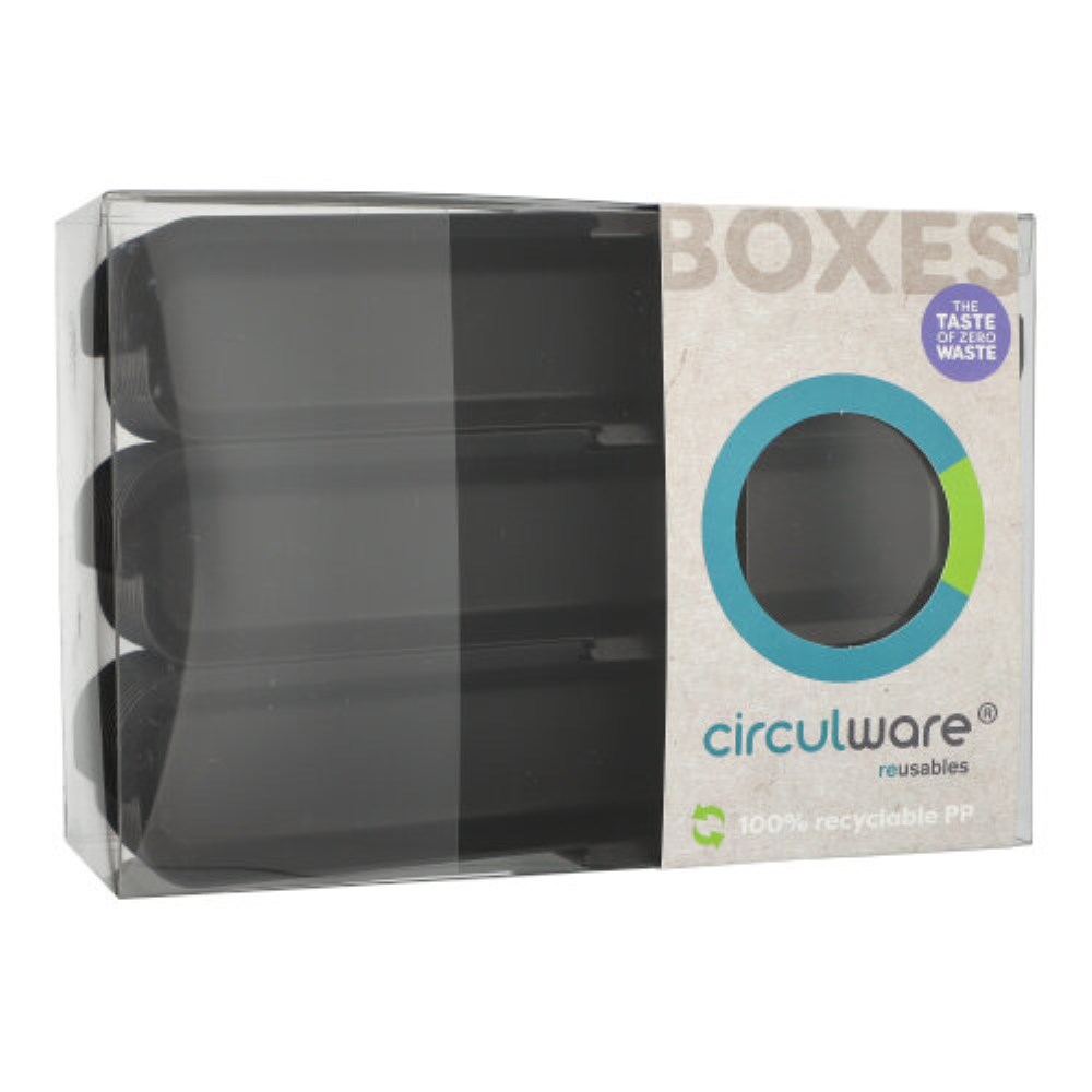 36 "Circulware" Mehrweg-Schalen Mix & Match eckig 2,15 cm x 5,85 cm x 23,4 cm schwarz