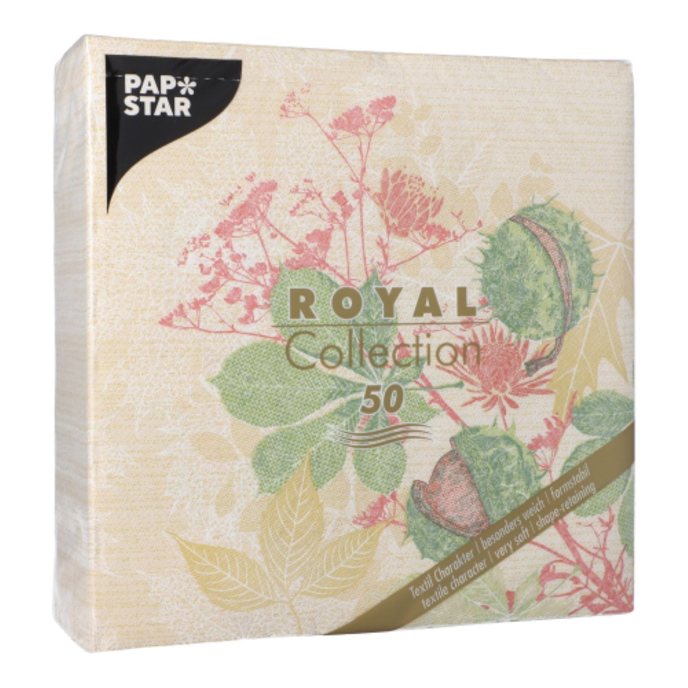 50 Servietten "ROYAL Collection" 1/4-Falz 40 cm x 40 cm "Autumn Leaves"